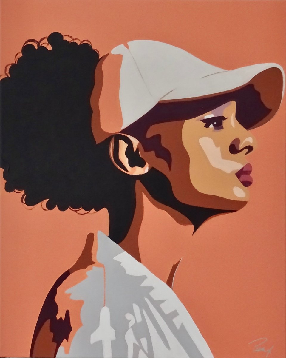 Expressive Portrait Acrylic Painting By Penny Burton, 16 X 20", Gaze, Original Artwork