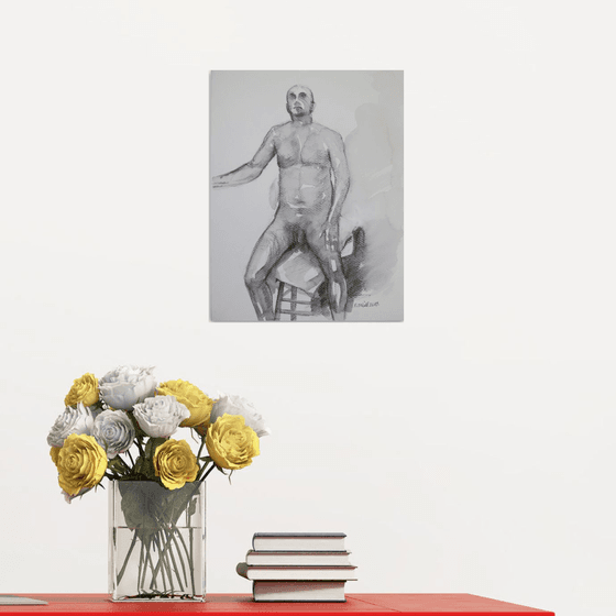 seated male nude