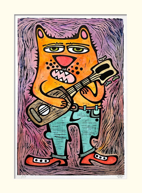 Сat with guitar, color #1