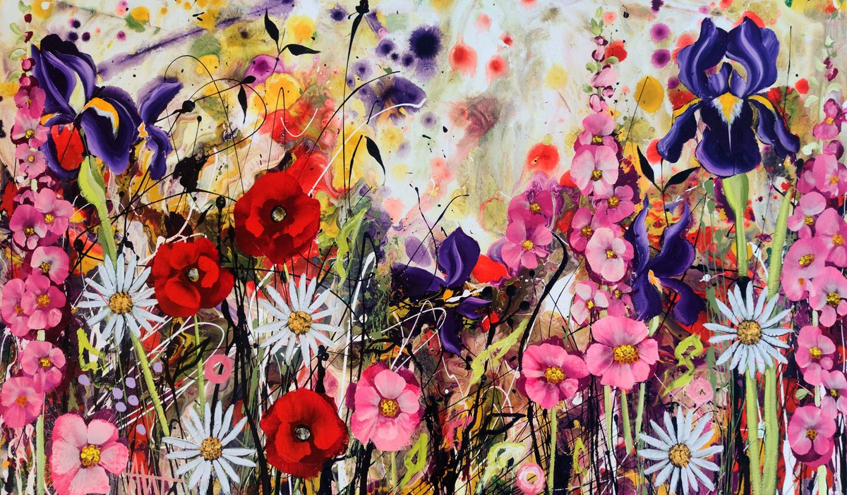 Expressive Oil Painting , Radiant Chaos, Floral Landscape By Angie Wright, 39 X 24, Artwork For Sale On Artfinder
