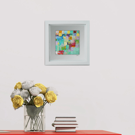 Framed ready to hang original abstract  - Chasing rainbows #4