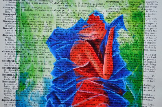 Surreal Impression - Collage Art on Large Real English Dictionary Vintage Book Page