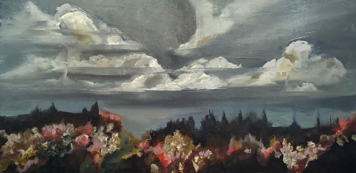 Organic Abstract Oil Painting By Lola Jovan, 24 X 12", Understanding Is Joy, Original Artwork