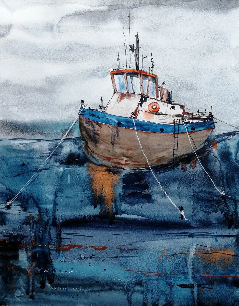 Boat painting by Marina Zhukova