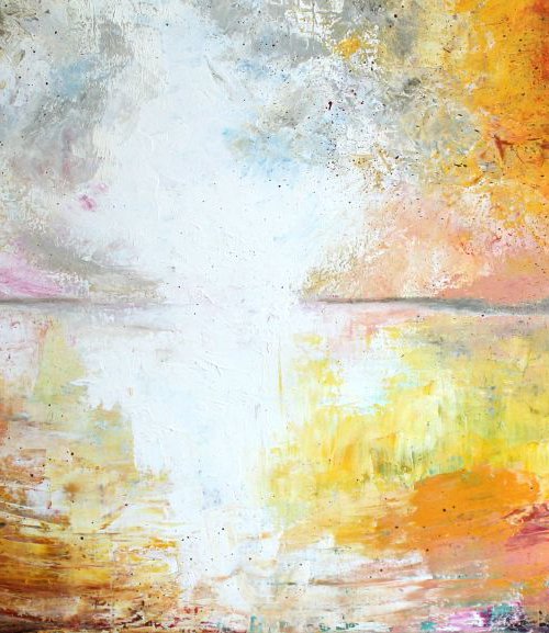 Smoke City - Large,original abstract painting by Cecilia Frigati
