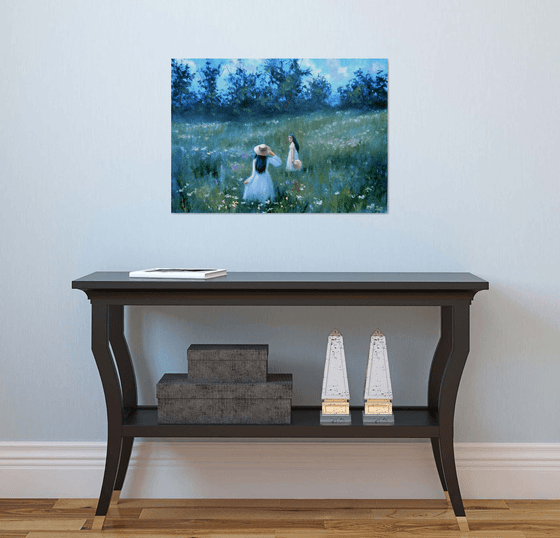 Among the Wildflowers. Medium Oil Painting