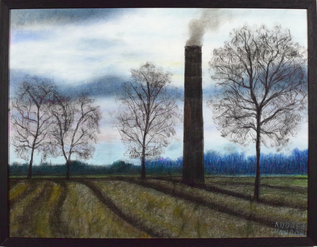 Impressionistic Landscape Pastel Drawing By Andrea Vandoni, 27 X 21, A New Tree, Original Artwork