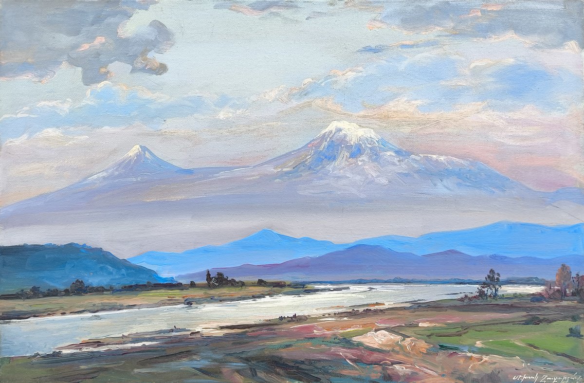Araks And Ararat By Mexak Xazaryan, 24 X 16, Artwork For Sale On Artfinder