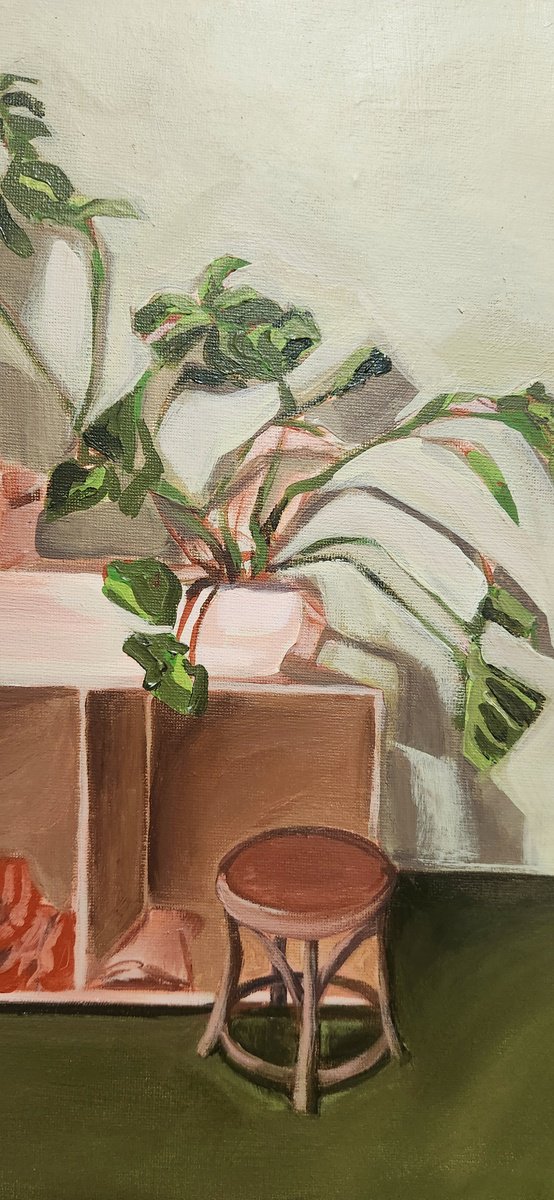 Expressive Still Life Acrylic Painting By Anahita Amouzegar, 12 X 16, Cafe Canopy, Original Artwork