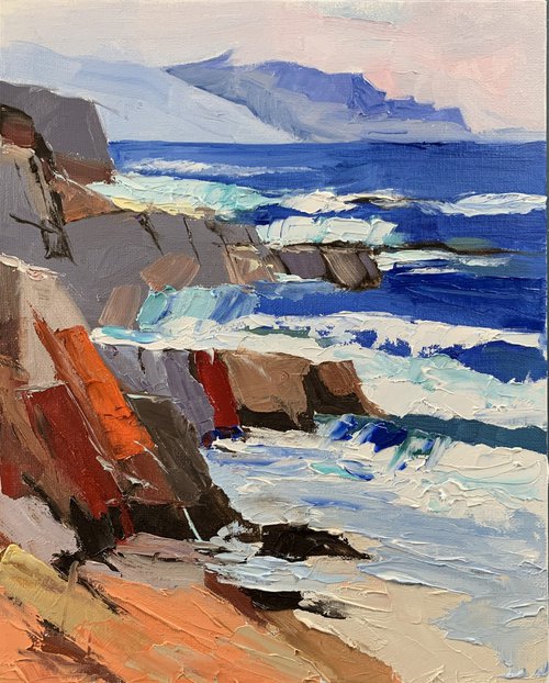 Seascape with rocks and beach. by Vita Schagen