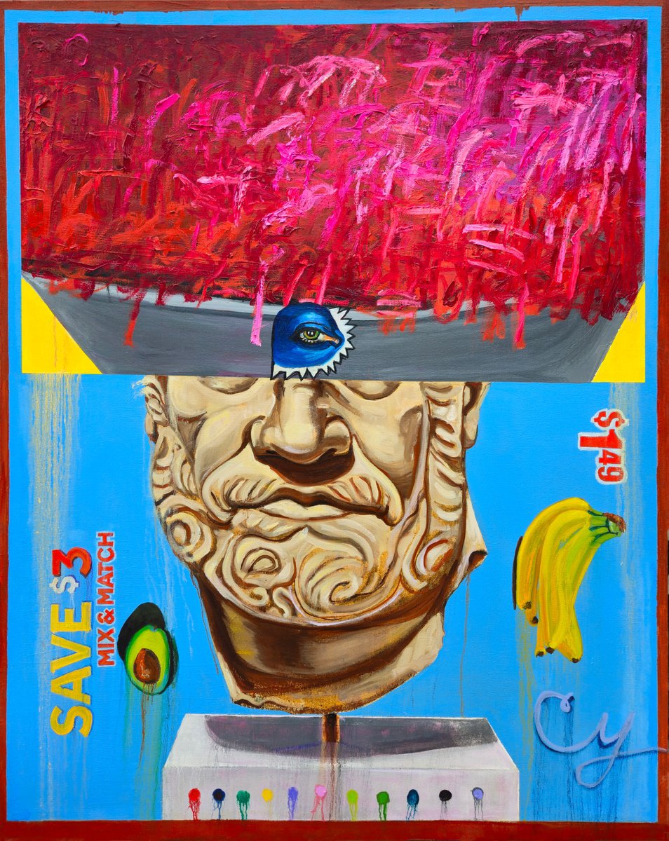 Urban And Pop Still Life Oil Painting By Shelton Walsmith, 48 X 60", Mix & Match, Original Artwork