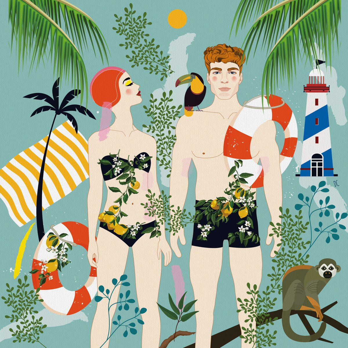 Swimmers - Bob and Amanda - Summer - Art-Deco by Artemisia