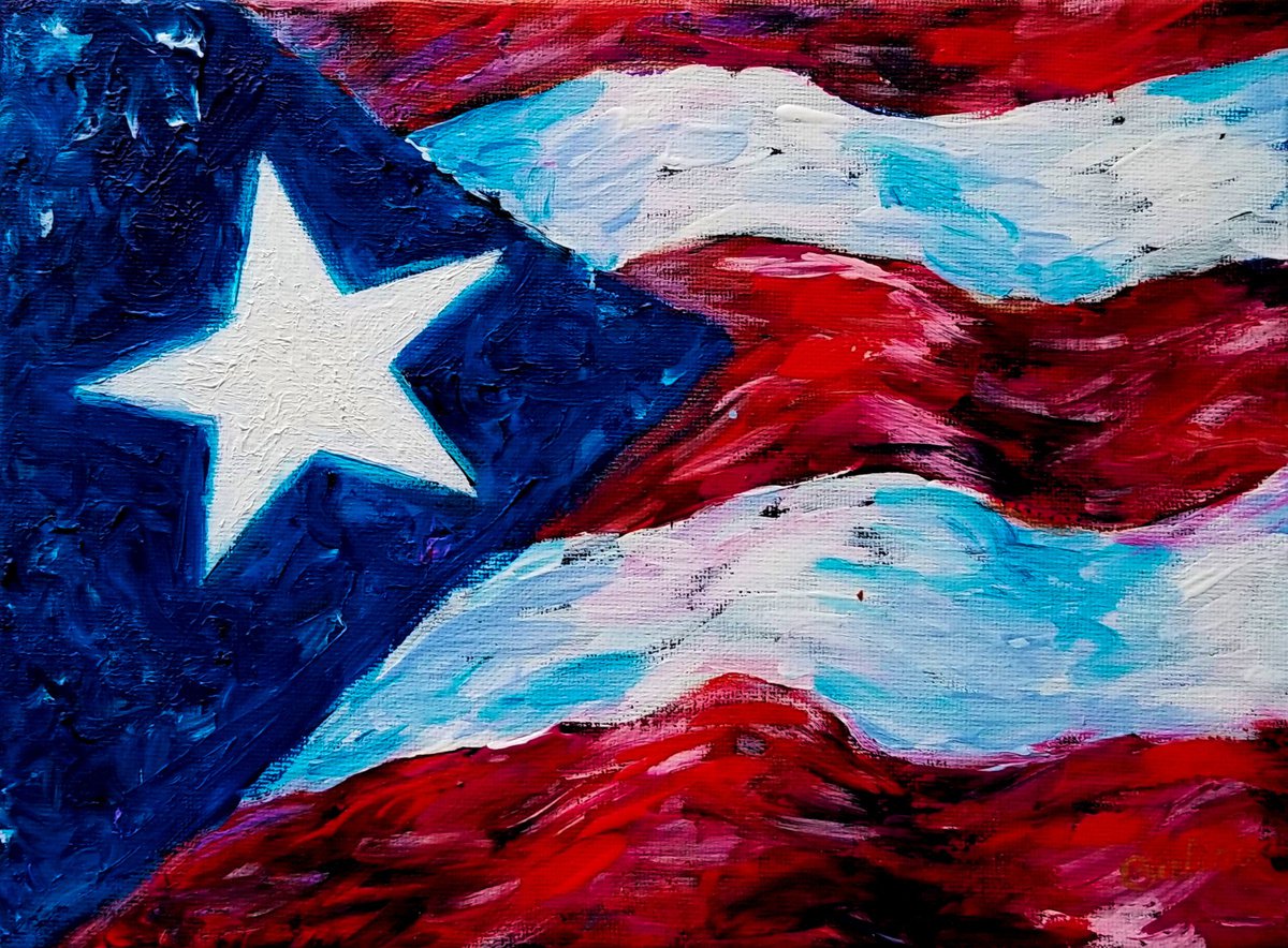 PR Flag - original acrylic vibrant artwork by Galina Victoria