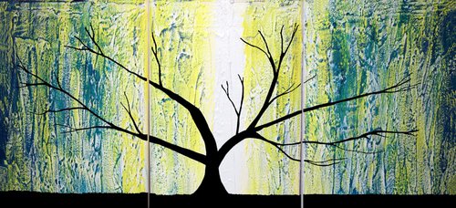 Grey Tree of Life artwork in acrylic by Stuart Wright