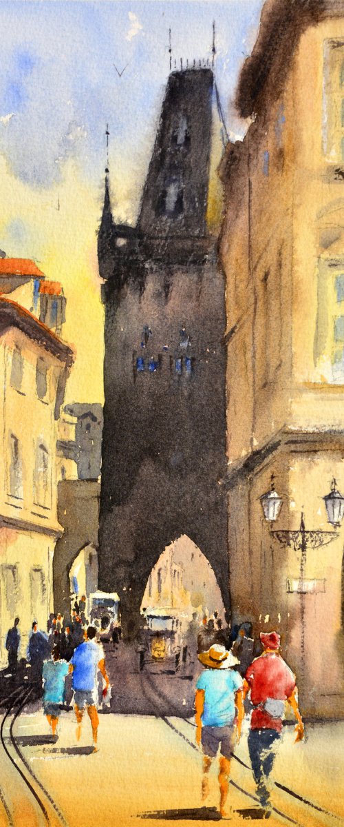 Prague Old Cars Prague CZ 17x36 cm 2020 by Nenad Kojić watercolorist