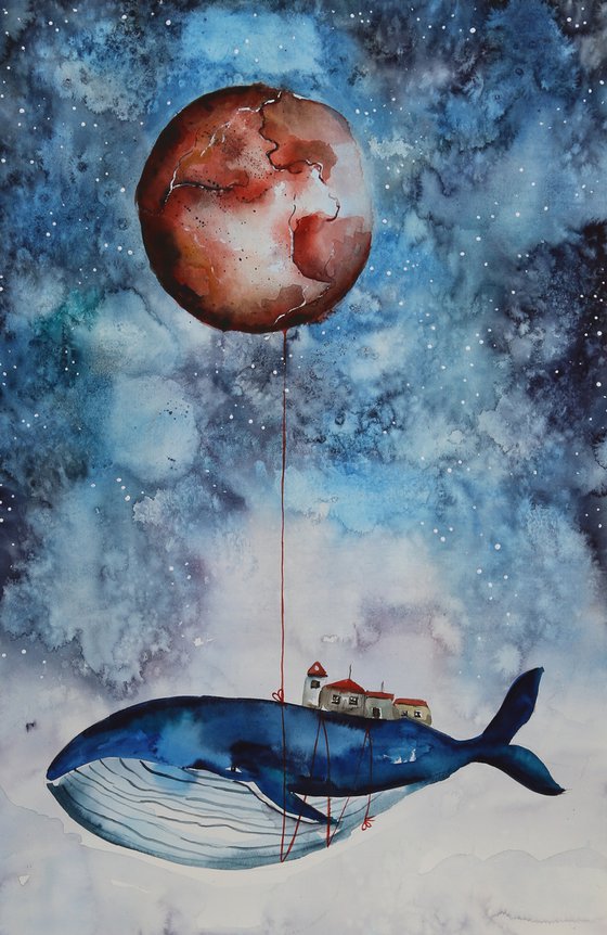 Whale and Red Moon