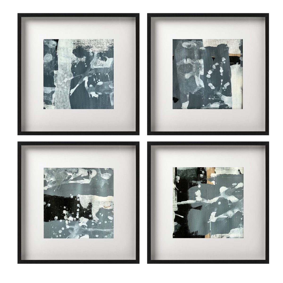 Abstract No. 15620 4-7 black & white -set of 4- by Anita Kaufmann
