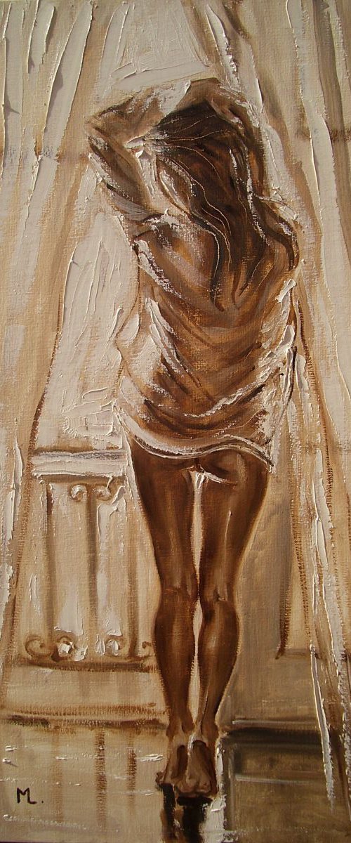 " YOUR SHIRT ... " - original oil painting on canvas, palette knife by Monika Luniak