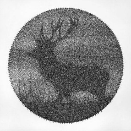 Deer String Art / Reindeer Before Twilight by Andrey Saharov