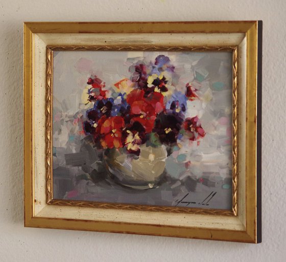Flowers  Original oil painting  Handmade artwork Framed Ready to Hang One of a kind