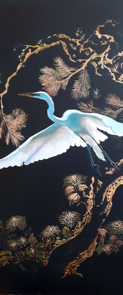 A WHITE HERON by Tatiana Rezvaya