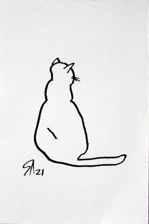 Cat portrait II.  From my a series of LIVE LINE /  ORIGINAL PAINTING by Salana Art Gallery
