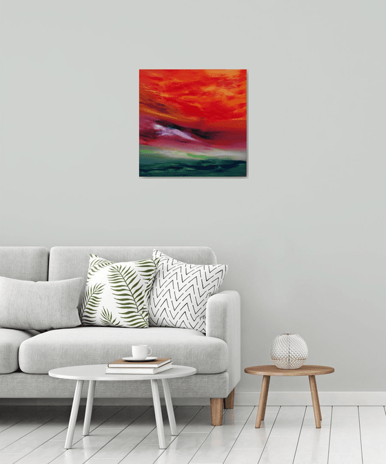 Sky Element II, 60x60 cm, Deep edge, Original abstract painting, oil on canvas