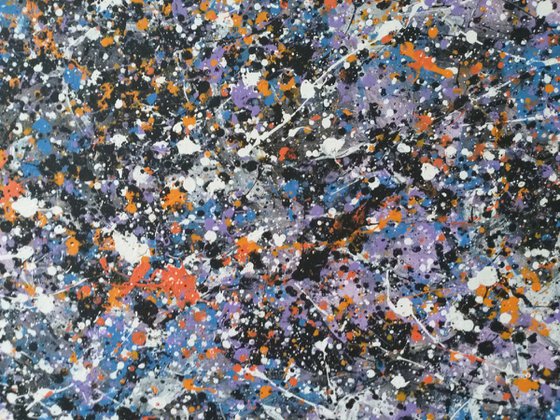 Abstract Jackson Pollock style acrylic on canvas by M.Y.