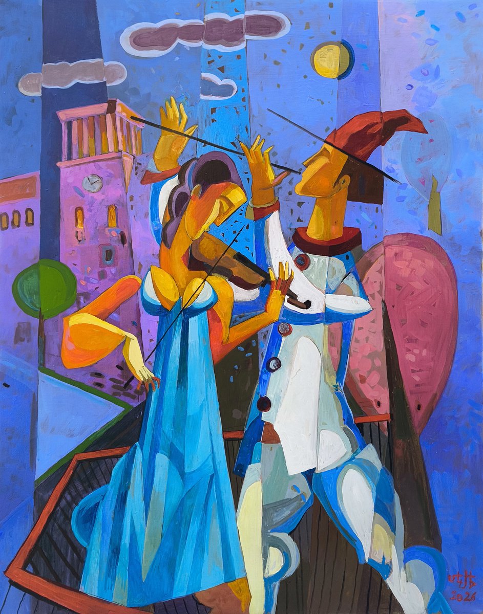 Expressive Oil Painting , Yerevan Serenade By Meliq Khazaryan, 24 X 31, Artwork For Sale On Artfinder