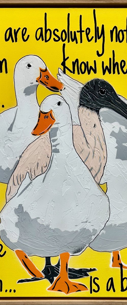 Ducks in a Row Yellow Bin Chicken Framed by DEBORAH LANG