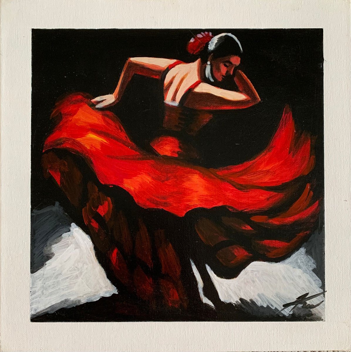 Flamenco Fire By Anzhelika Klimina, 12 X 12, Artwork For Sale On Artfinder