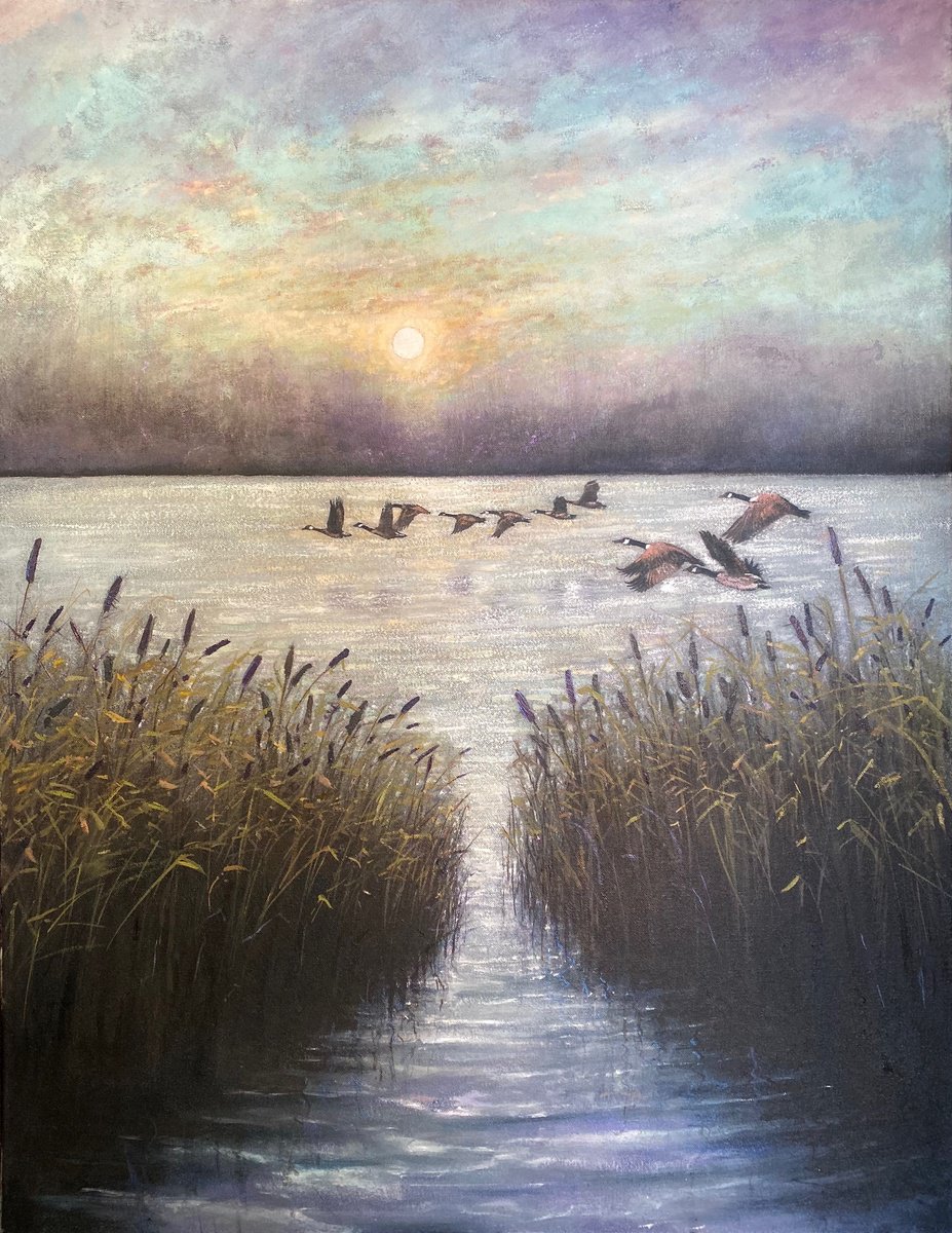 Impressionistic Landscape Oil Painting By Simon Jones, 28 X 36", Heading South Ii, Original Artwork