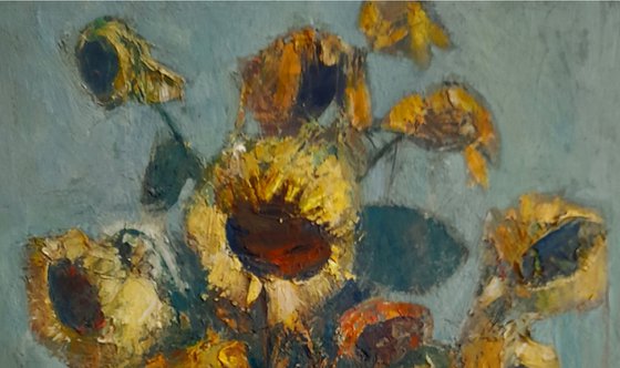 Sunflowers  50x60cm, oil painting, palette knife