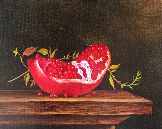 Still life with pomegranate-2 (24x30cm, oil painting, ready to hang)