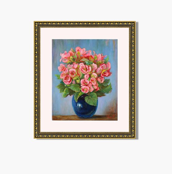 Flowers in a blue vase