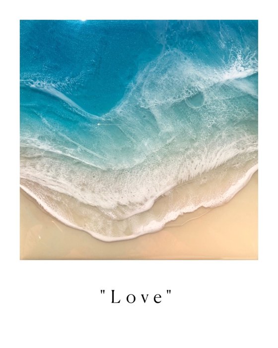 White Sand Beach - Love - Seascape Painting Gift idea