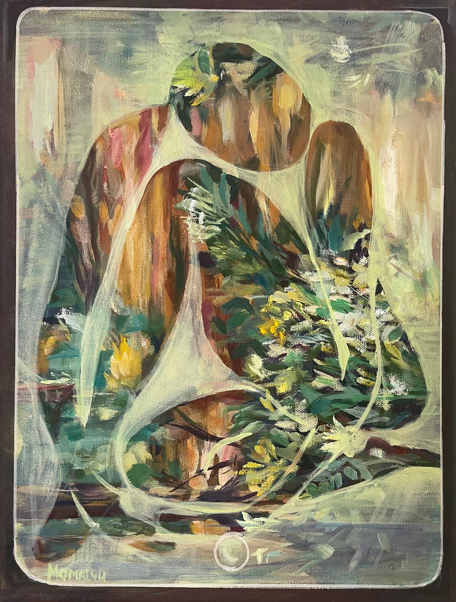 Organic Botanical Oil Painting By Momalyu, 12 X 16", What About Stereotypes?, Original Artwork