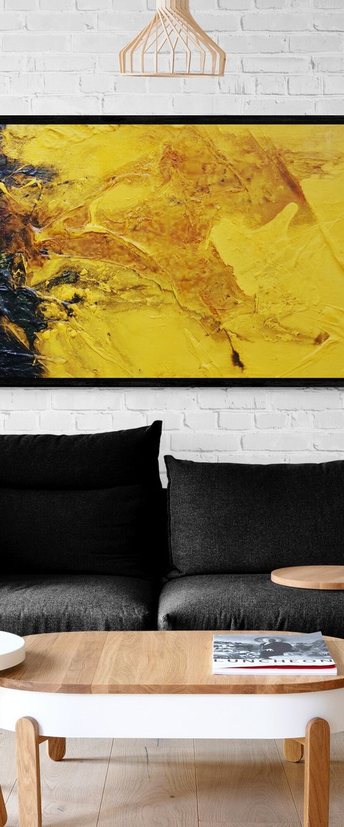 Golden Wildflower 200cm x 80cm Textured Abstract Art by Franko