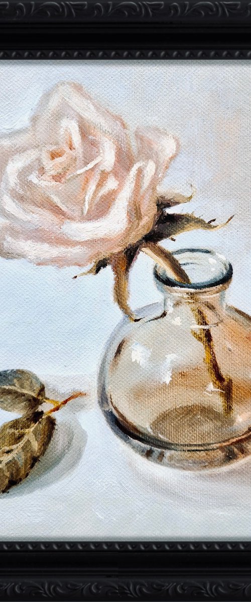 Rose in a Glass Vase by Alena Post