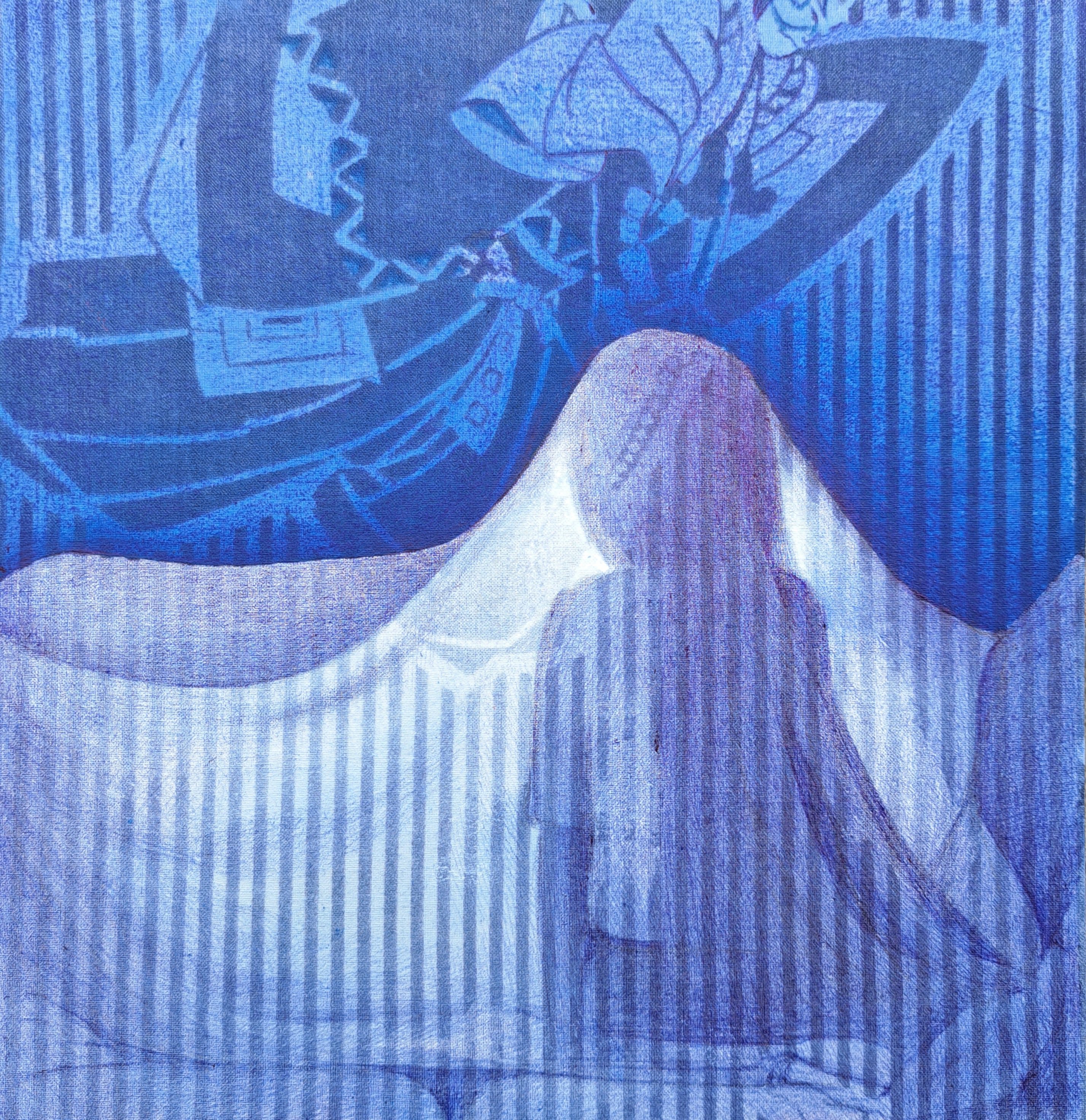 Portrait Ink Drawing By Andromachi Giannopoulou, 13 X 13, Little Nest, Original Artwork