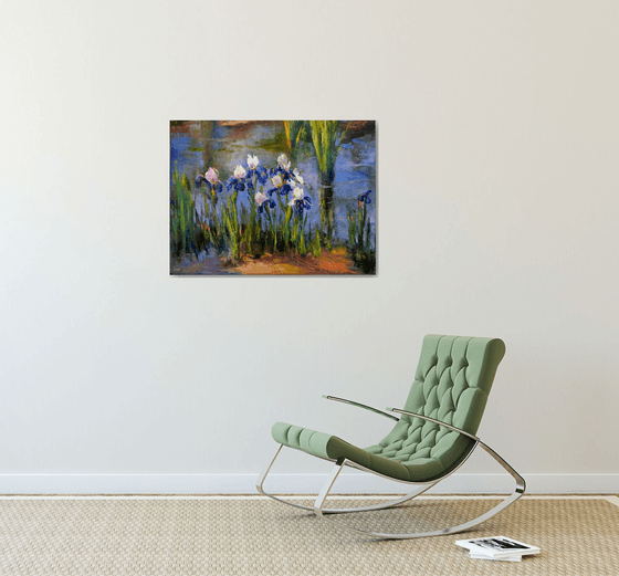 Pond with beautiful irises 60Х80