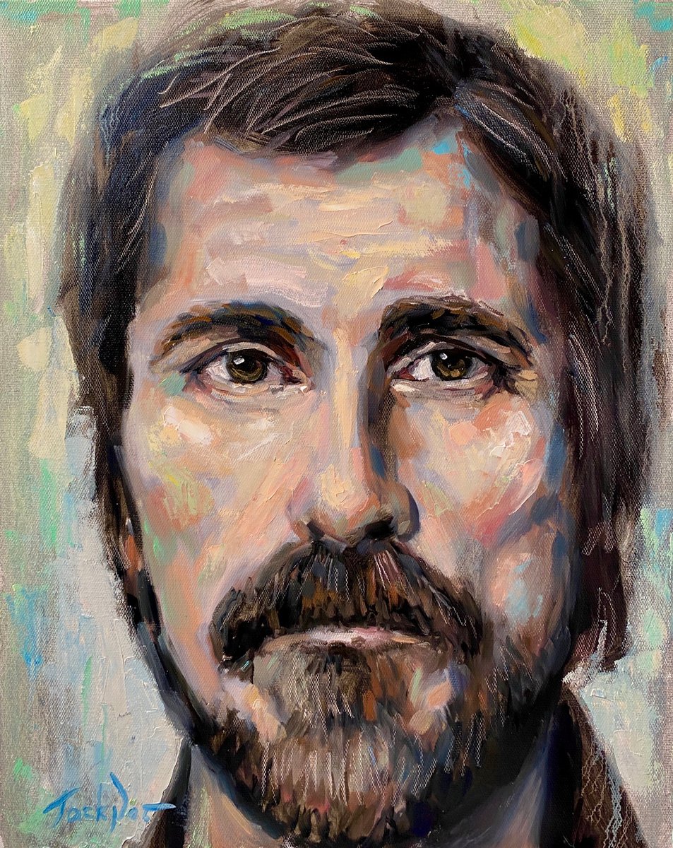 Christian Bale portrait painting oil portrait above sofa art canvas art Original wall art... by Evgeny Potapkin