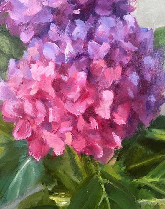 Hydrangeas and Peaches. Origianl Oil Painting