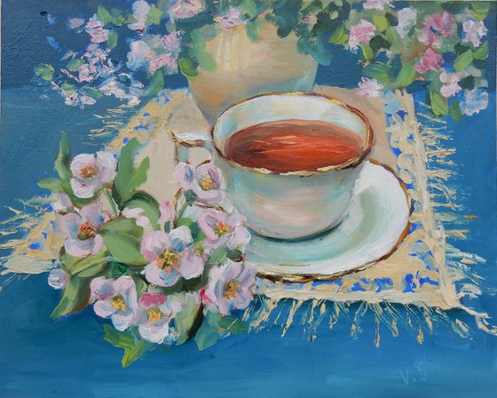 Teacups, Apple blossom.