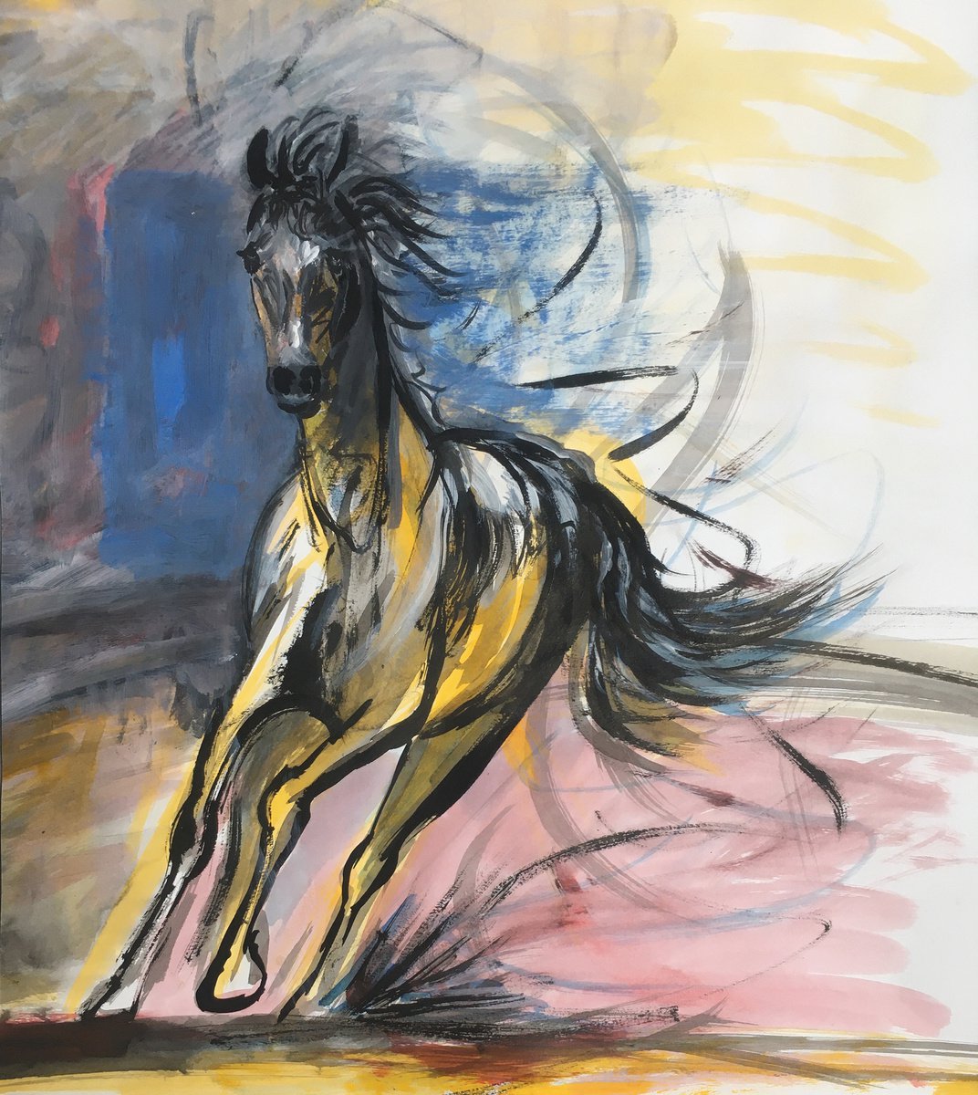 Dynamic horse sketch by Ren Goorman