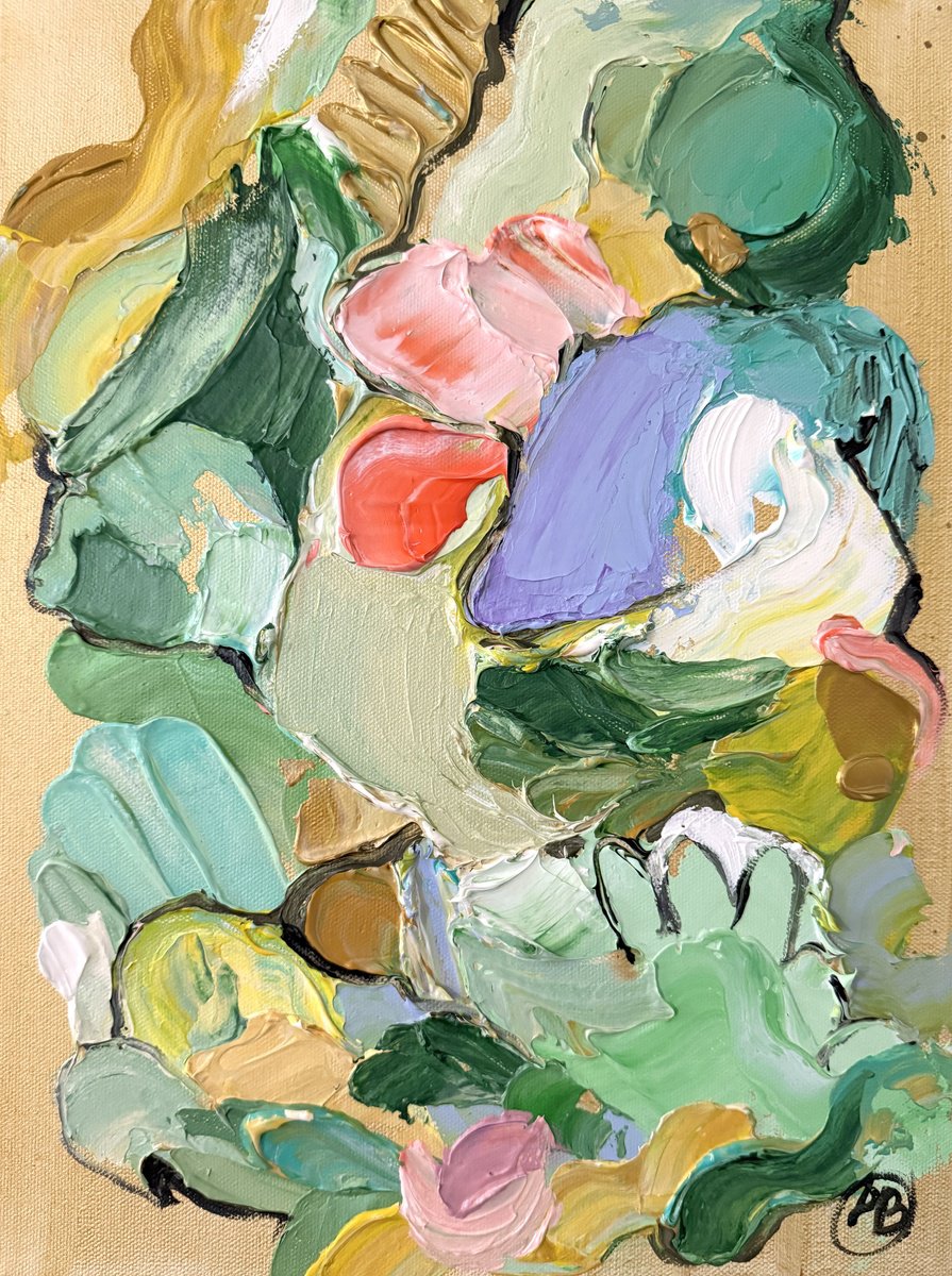 Organic Abstract Acrylic Painting By Daria Borisova, 12 X 16, Citrus Green, Original Artwork