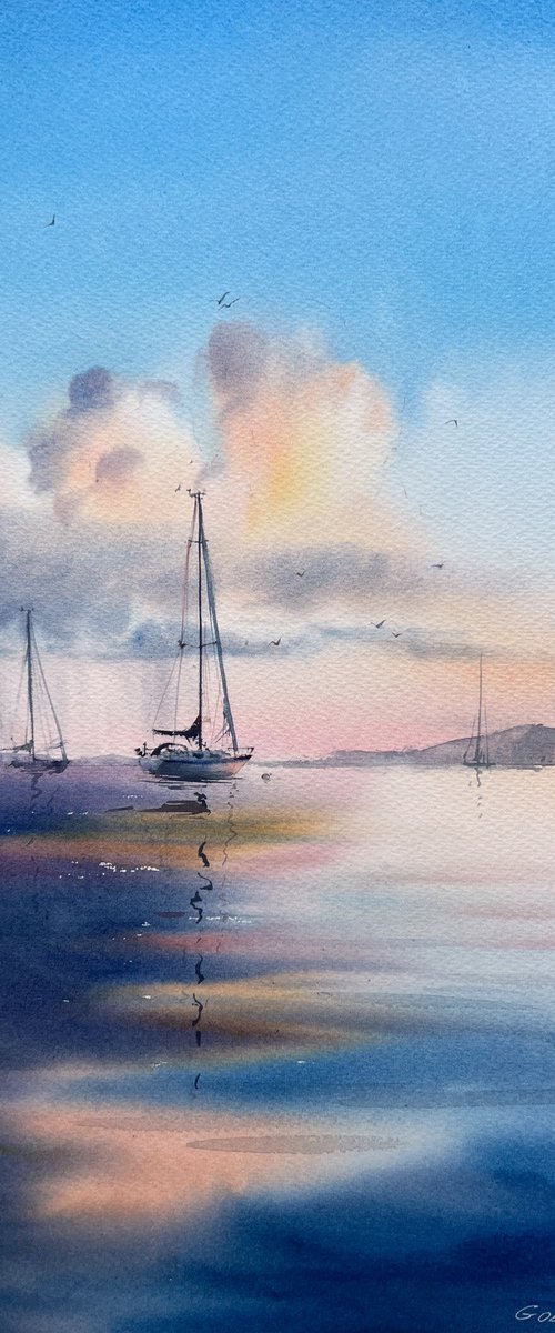 Yachts at sea #18 by Eugenia Gorbacheva