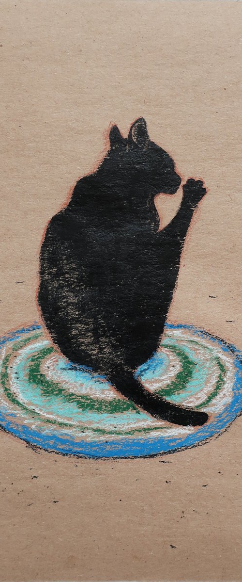 DRAWING BLACK CAT by Anna Shchapova