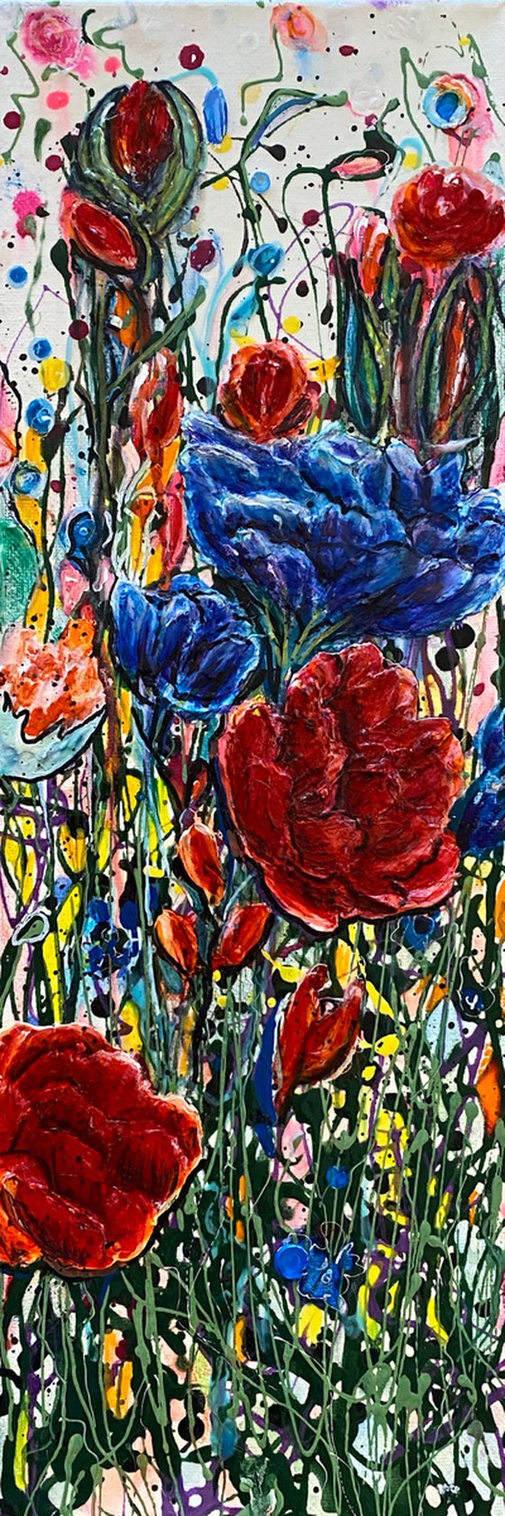 Floral Vertical Panorama  by Jackson Pollock Original  Painting