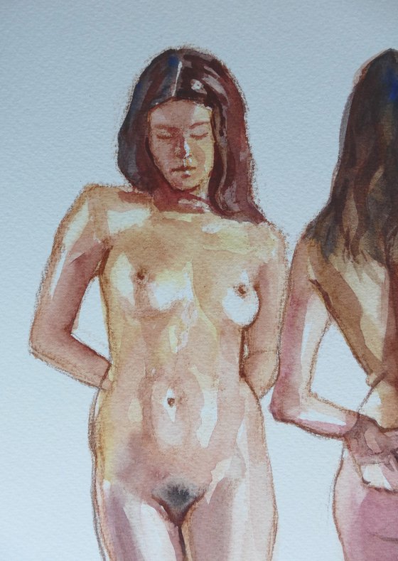 Female nude front/back study